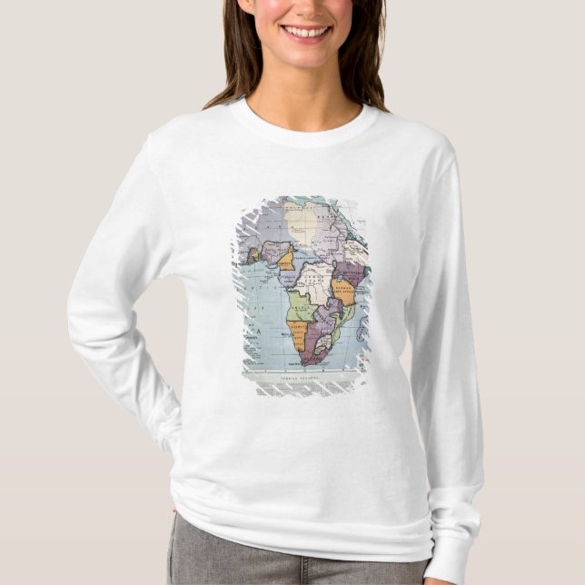 T-shirt Carte de l'Afrique montrant les frontières de (Devant)