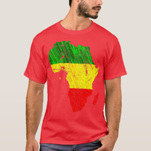 T-shirt Carte de l'Afrique Reggae Rasta imprimer Vert Jaun
