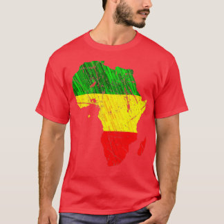 T-shirt Carte de l'Afrique Reggae Rasta imprimer Vert Jaun