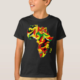 T-shirt Carte de l'Afrique Vert Jaune Rouge Fière Africain