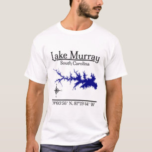 T-shirt Carte de Lake Murray en Caroline du Sud avec coord