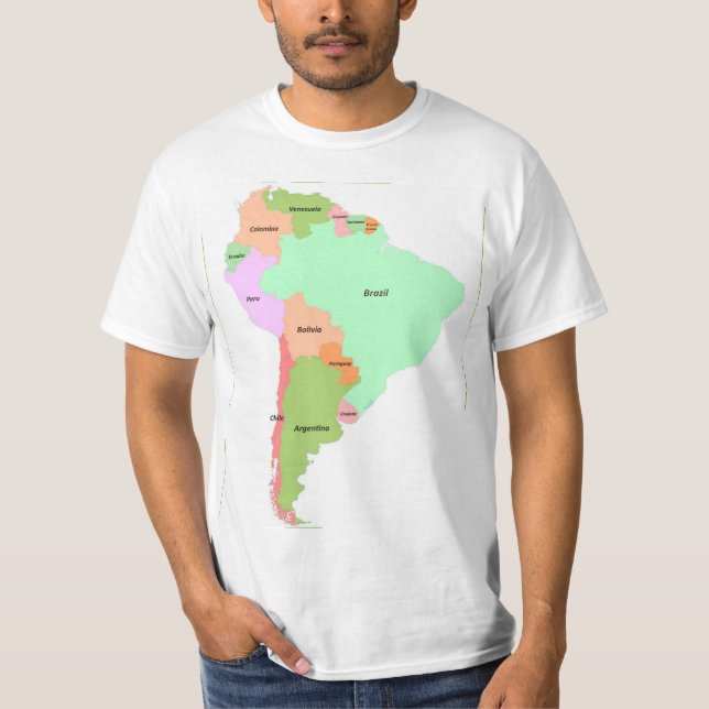 T-shirt Carte de l'Amérique du Sud (Devant)