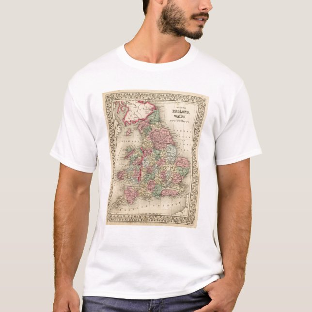 T-shirt Carte de l'Angleterre, Pays de Galles par Mitchell (Devant)