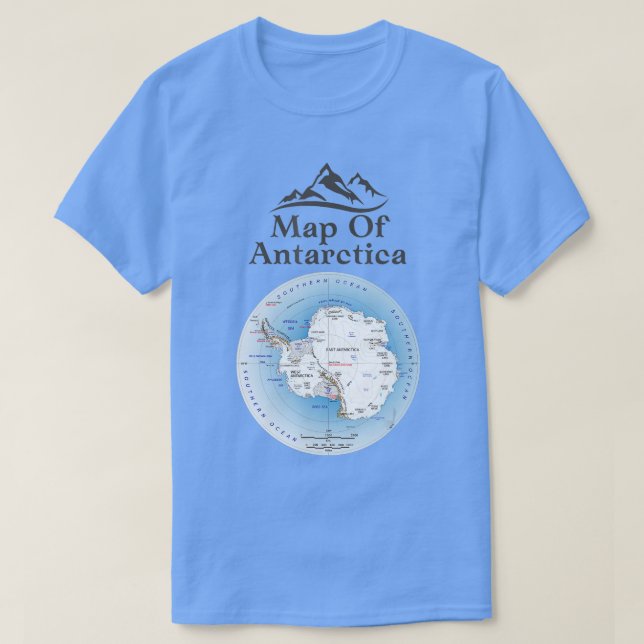 T-shirt Carte De L'Antarctique Géographie Du Continent Sud (Design devant)