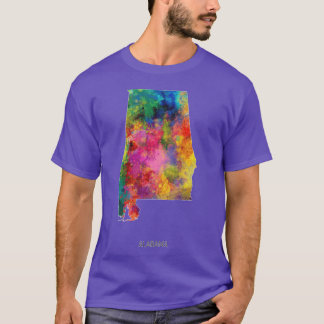 T-shirt Carte de l'aquarelle en Alabama