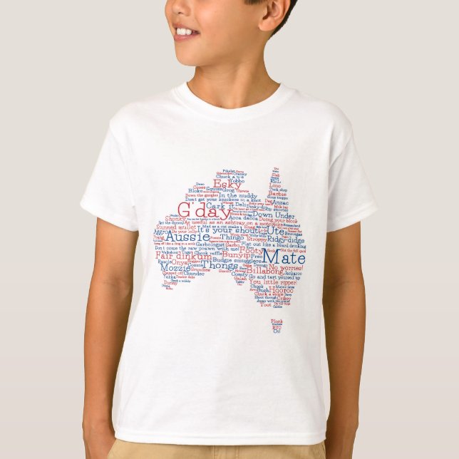 T-shirt Carte de l'argot australien (Devant)