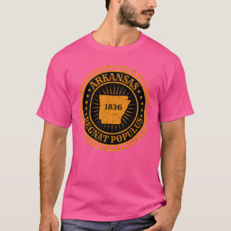 T-shirt Carte de l'Arkansas Devise Drapeau Slogan Badge Re