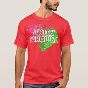 T-shirt Carte de l'art de mandala coloré de la Caroline du