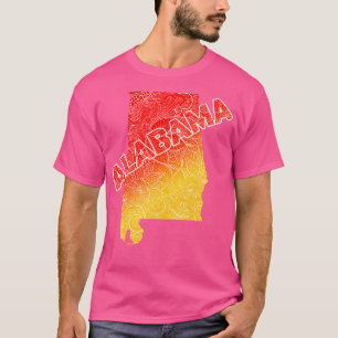 T-shirt Carte de l'art de mandala coloré de l'Alabama avec