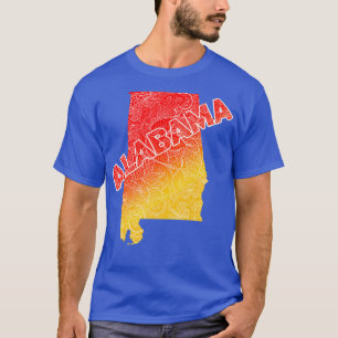 T-shirt Carte de l'art de mandala coloré de l'Alabama avec