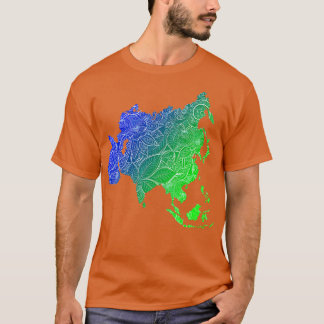 T-shirt Carte de l'art de mandala coloré de l'Asie avec te