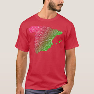 T-shirt Carte de l'art de mandala coloré de l'Espagne avec