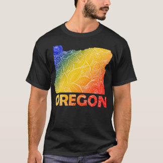 T-shirt Carte de l'art de mandala coloré de l'Oregon avec 