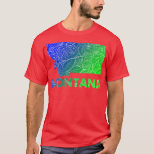T-shirt Carte de l'art de mandala coloré du Montana avec l