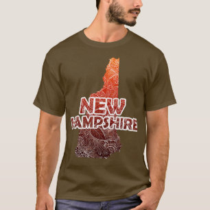 T-shirt Carte de l'art de mandala coloré du New Hampshire 