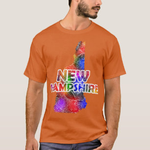 T-shirt Carte de l'art de mandala coloré du New Hampshire