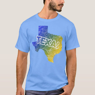 T-shirt Carte de l'art de mandala coloré du Texas avec tex