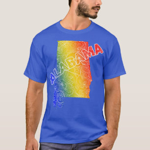 T-shirt Carte de l'art de mandala coloré en Alabama avec l