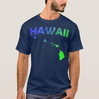 T-shirt Carte de l'art de mandala coloré Hawaii avec texte