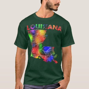 T-shirt Carte de l'art de mandala coloré Louisiane avec te