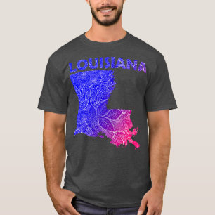 T-shirt Carte de l'art de mandala coloré Louisiane avec te
