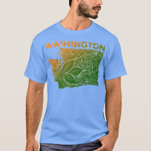 T-shirt Carte de l'art de mandala coloré Washington avec l
