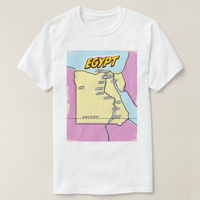 T-shirt Carte de l'Egypte illustrée par Pop Art (Design devant)