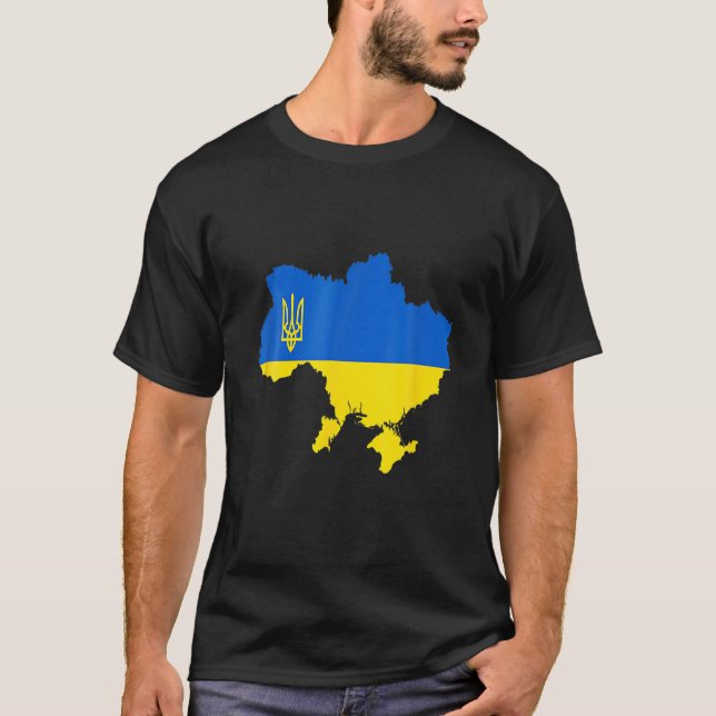 T-shirt Carte de l'emblème de l'Ukraine Patriot (Devant)