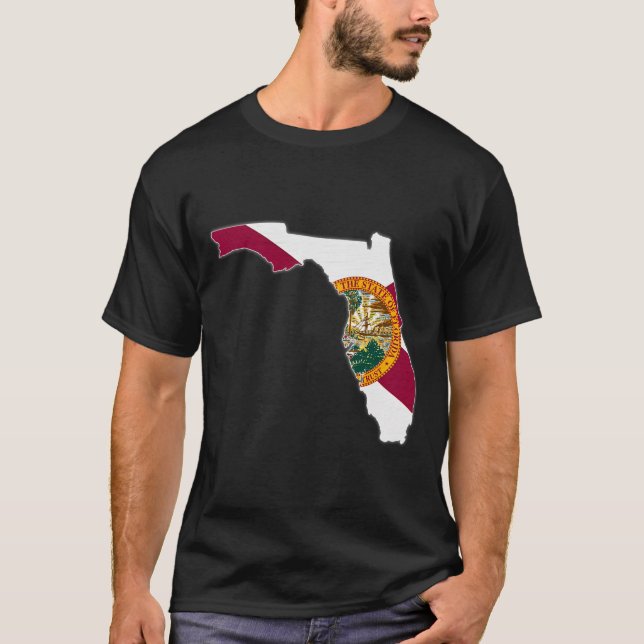T-shirt Carte de l'État de Floride Drapeau Fl Floride Raci (Devant)