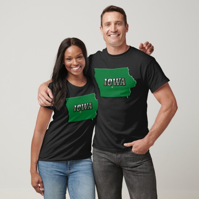 T-shirt Carte de l'État de l'Iowa et texte d'image (Unisexe)
