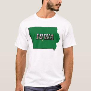 T-shirt Carte de l'État de l'Iowa Plan vert et texte photo