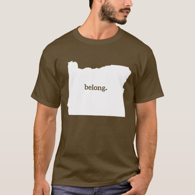 T-shirt Carte de l'état du Coeur de l'Oregon Belong (Devant)