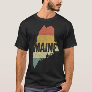T-shirt Carte de l'État du Maine au coucher du soleil rétr
