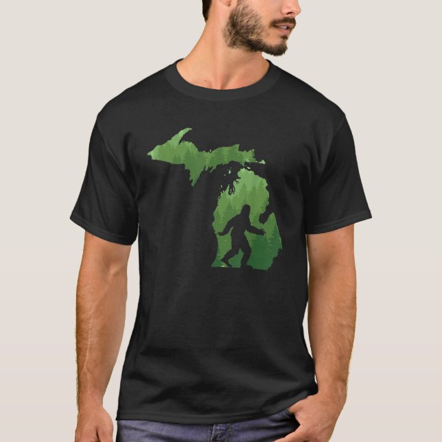 T-shirt Carte de l'état du Michigan Bigfoo Funny Sasquatch (Devant)