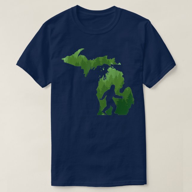 T-shirt Carte de l'état du Michigan Bigfoot Funny Sasquatc (Design devant)