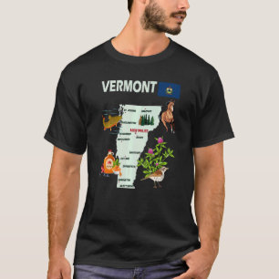T-shirt Carte de l'État du Vermont Symboles principales vi