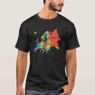 T-shirt Carte de l'Europe avec les noms de pays Géographie