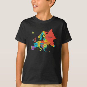 T-shirt Carte de l'Europe avec les noms de pays Géographie