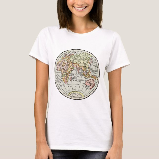 T-shirt Carte de l'hémisphère oriental Globe Travel Art (Devant)