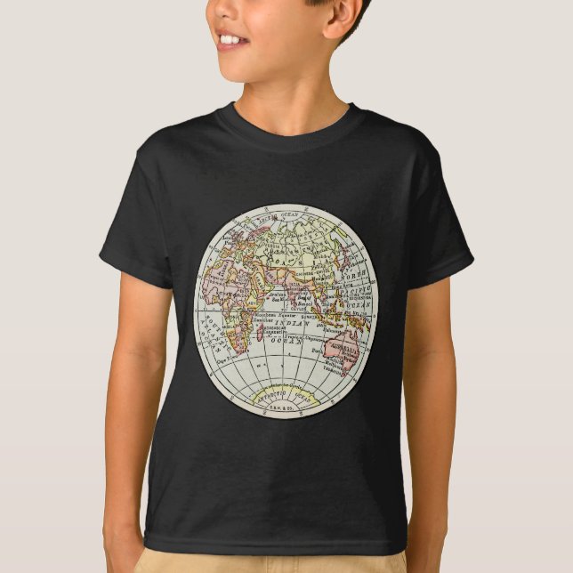 T-shirt Carte de l'hémisphère oriental Globe Travel Art (Devant)