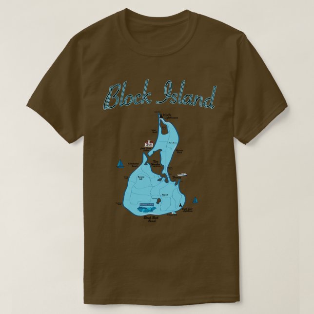 T-shirt Carte de l'île Block Rhode Island (Design devant)