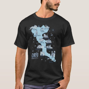 T-shirt Carte De L'Île De Corfou Grèce
