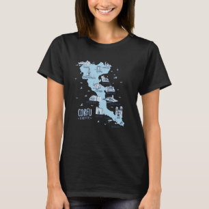 T-shirt Carte de l'île de Corfou Grèce