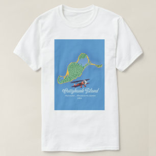 T-shirt Carte de l'île de Cuttyhunk Gosnold, Massachusetts