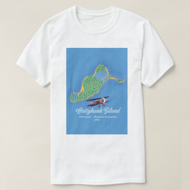 T-shirt Carte de l'île de Cuttyhunk Gosnold, Massachusetts (Design devant)