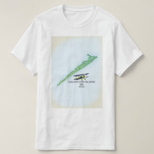 T-shirt Carte de l'île de Galveston Texas États-Unis
