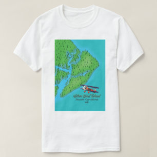 T-shirt Carte de l'île de Hilton Head Caroline du Sud