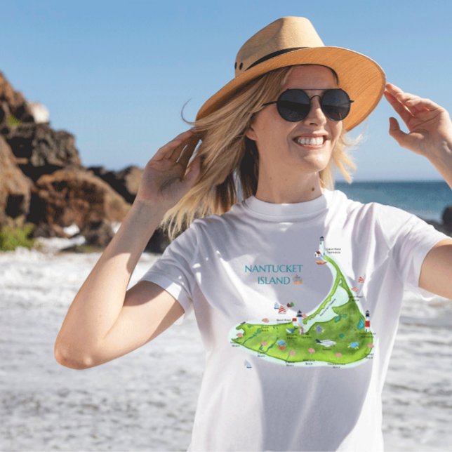 T-shirt Carte de l'île de Nantucket (Créateur téléchargé)