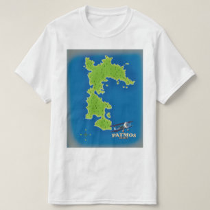 T-shirt Carte de l'île de Patmos Grèce