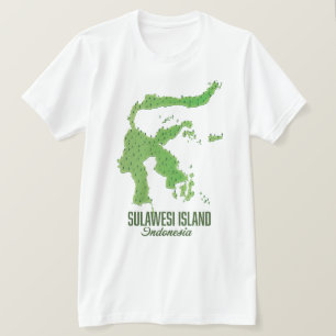 T-shirt carte de l'île de Sulawesi en Indonésie